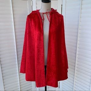 Elegant Red Hooded Cape for Women